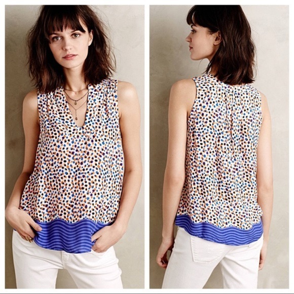 Anthropologie Maeve Enna Swing Split Neck Tank - Picture 1 of 6